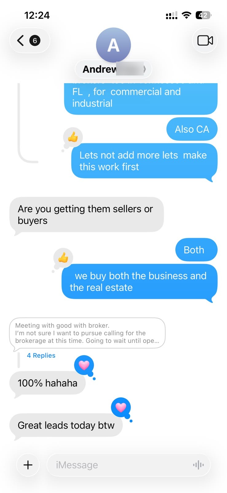 Skiptracing client message: “Great leads today btw”