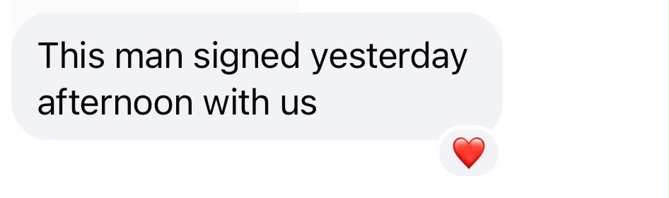 SMS Marketing client message: Seller signed the next day